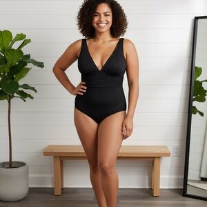 Black Ribbed One-Piece Swimsuit